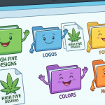 Happy, organized, labeled folders for logos and creatives.
